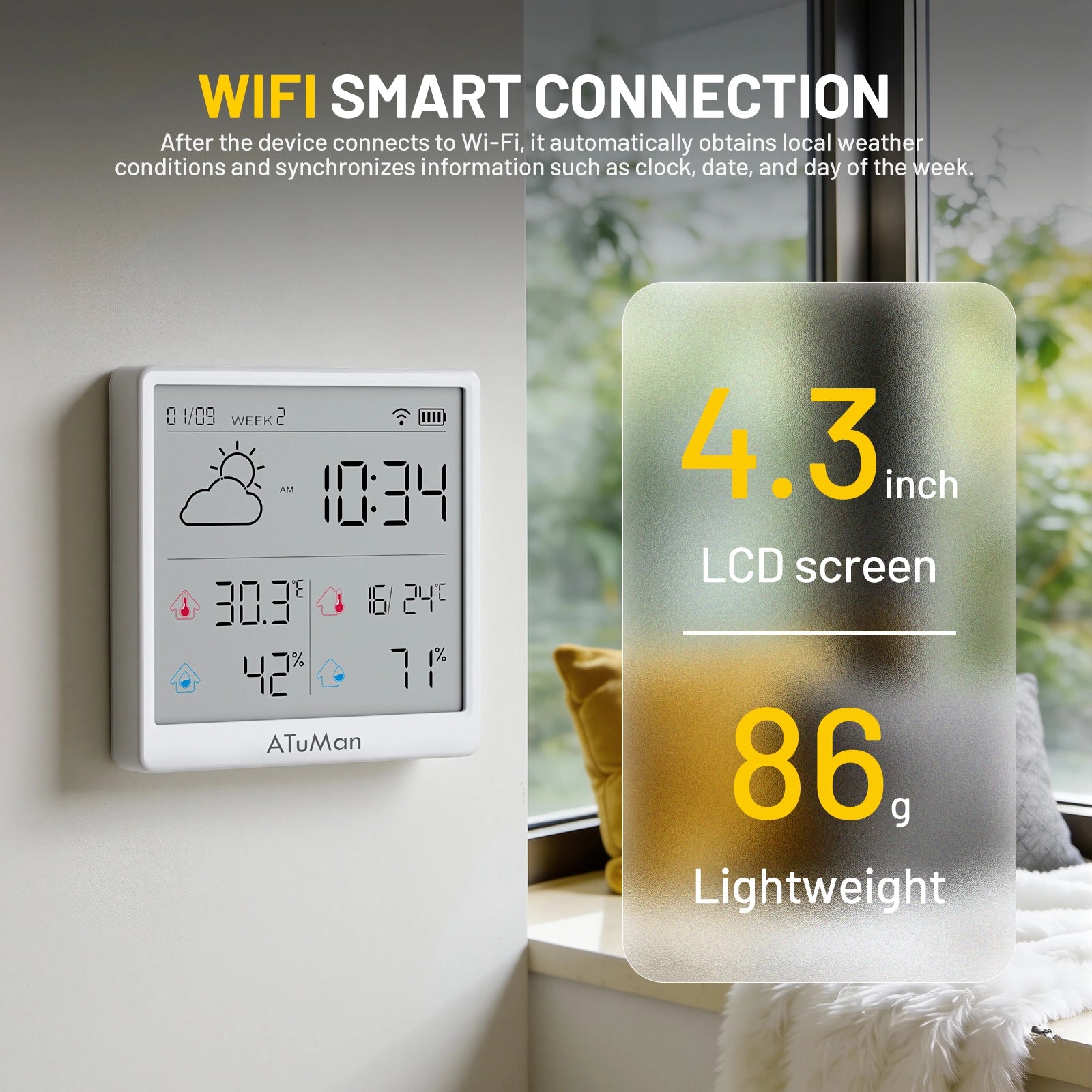 ATuMan TH3 Smart Thermohygrometer: Medium Home Air Series