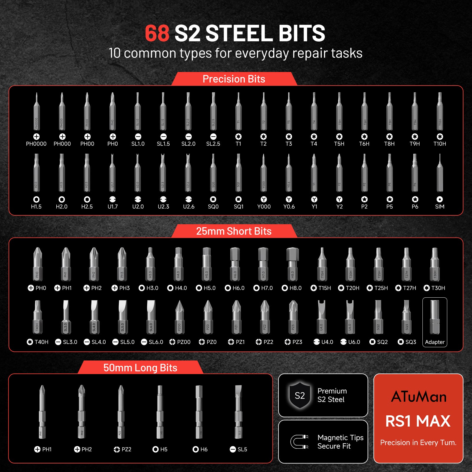 ATuMan RS1 MAX 70-in-1 Ratchet Screwdriver Kit