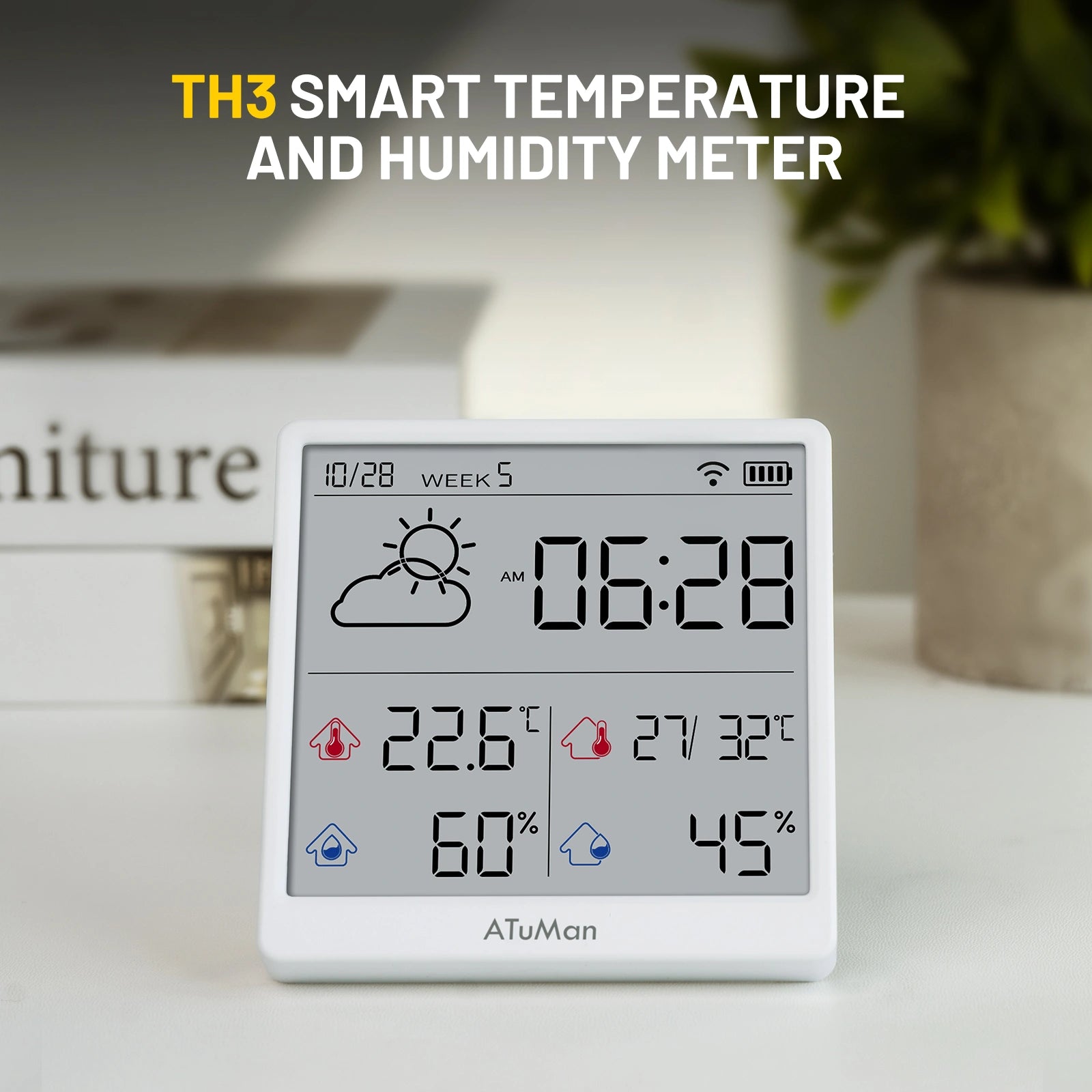 ATuMan TH3 Smart Thermohygrometer: Medium Home Air Series